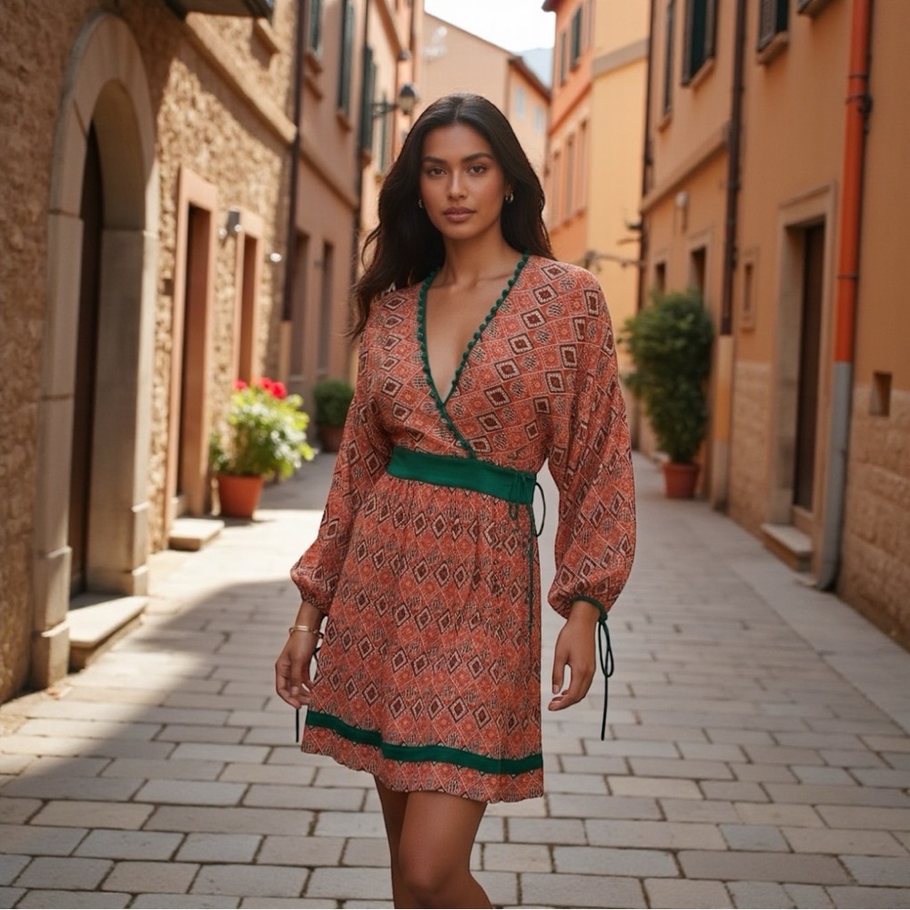 NWT Talitha Almasi Print Kimono Dress Size S $795.00